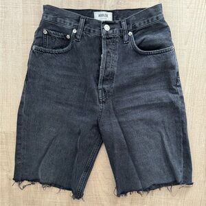 Agolde high rise mid thigh jean shorts